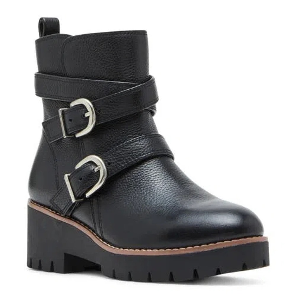 NWT ✔️ Blondo Dazie Waterproof Black Buckle Leather Moto Boots Size 8.5